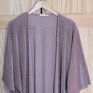 Alchemy Thread XXL Dusty Rose Velvet Burnout Longline Striped Cardigan